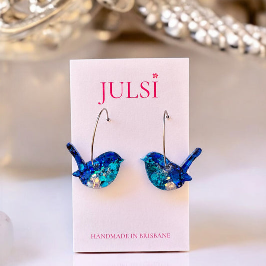 Blue Fairy Wren Earrings