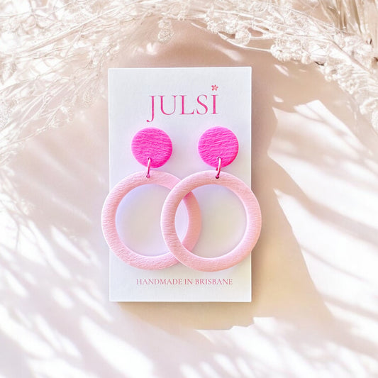 Pink Textured Hoop Earrings