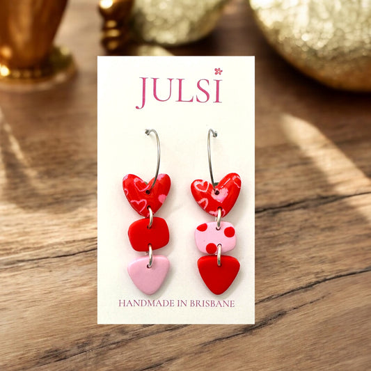 Red & Pink Hoop Earrings