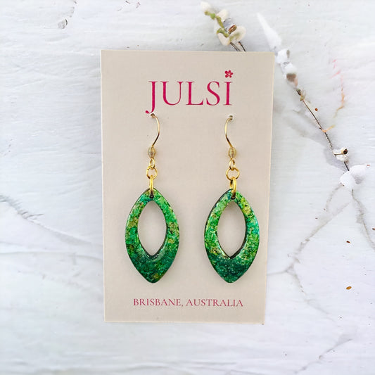 Colour Shifting Statement Earrings - Green