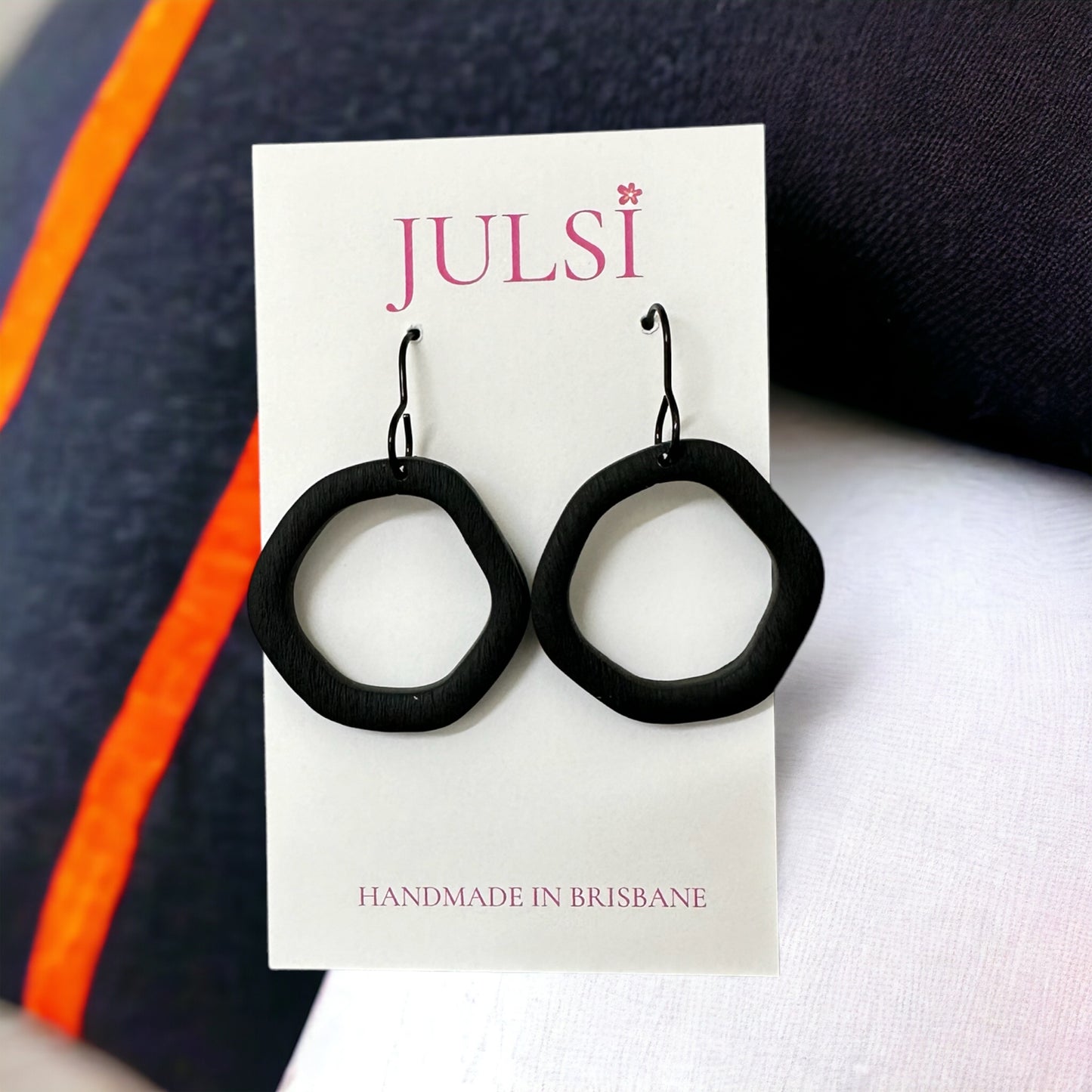 Black Organic Hoop Earrings