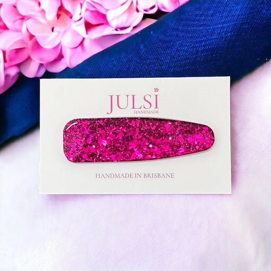 Magenta Glitter Hair Clip (Larger Style)