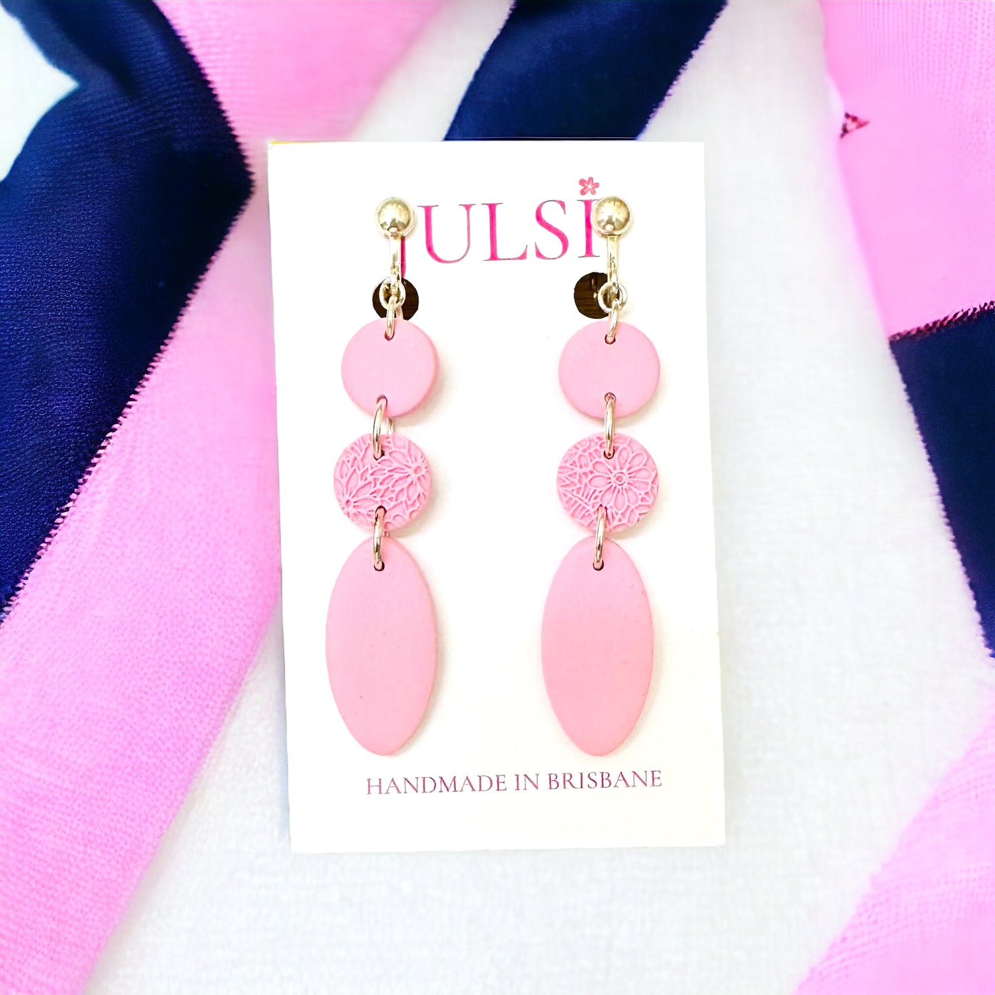 Pink Textured Trio Clip on Earring