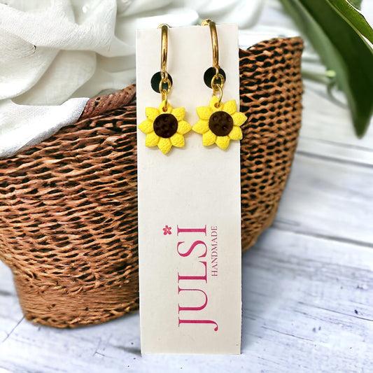 Sunflower on Clip On Hoop Earrings (Small)