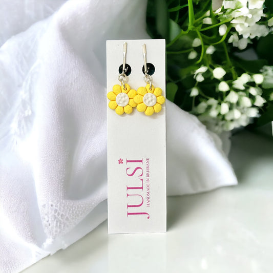 Yellow Daisy Clip On Earrings (Small)