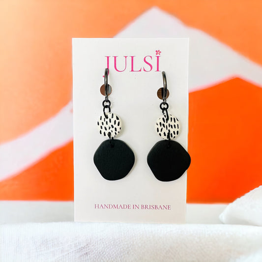 Black & White Clip on Hoop Earrings