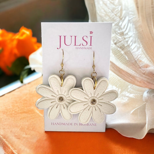 White Flower Earrings