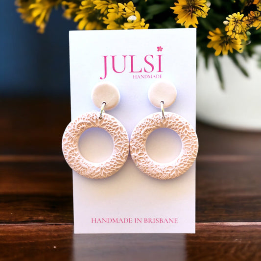 Soft Pink Textured Hoops